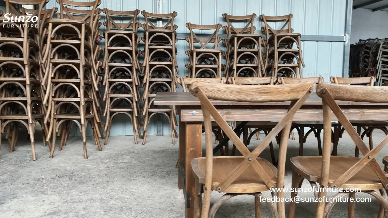 Solid Wood Wedding Event Rustic Table For Farm Folding Dining Tables