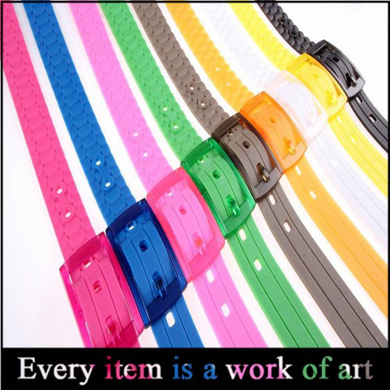 Hot sale candy women colorful plastic belts, clear plastic belts