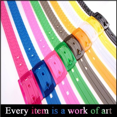 Hot sale candy women colorful plastic belts, clear plastic belts